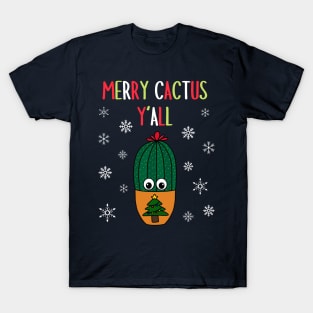 Merry Cactus Y'all - Cactus In Christmas Tree Pot T-Shirt